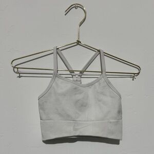 Nike Gray Sports Bra with Racerback Design and Soft Stretch Fabric